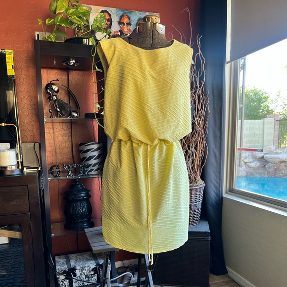 Enfocus Studio Dresses & Skirts - Enfocus Studio Light Yellow Textured Midi Dress